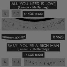 HOLLAND 284 - 1967 06 00 - ALL YOU NEED IS LOVE ⁄ BABY YOU'RE A RICH MAN - PARLOPHONE - R 5620 - pic 2