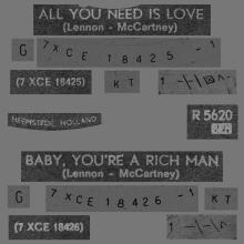 HOLLAND 288 - 1967 06 00 - ALL YOU NEED IS LOVE ⁄ BABY YOU'RE A RICH MAN - PARLOPHONE - R 5620 - pic 1