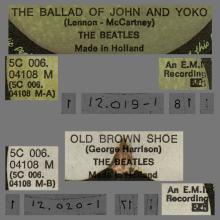 HOLLAND 350 - 1969 05 00 - THE BALLAD OF JOHN AND YOKO ⁄ OLD BROWN SHOE - APPLE - 5C 006.04108 M - pic 4