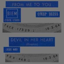 ITALY 1964 03 18 - QMSP 16355 - FROM ME TO YOU ⁄ DEVIL IN HER HEART - B - LABELS - pic 1