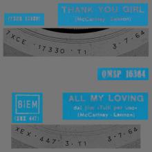 ITALY 1964 07 03 - QMSP 16364 - THANK YOU GIRL ⁄ ALL MY LOVING - B - LABELS - pic 1