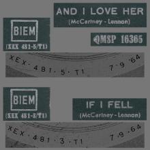 ITALY 1964 09 07 - QMSP 16361 - AND I LOVE HER ⁄ IF I FELL - B - LABELS - pic 1