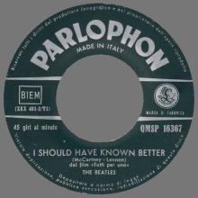 ITALY 1964 09 15 - QMSP 16367 - I SHOULD HAVE KNOWN BETTER ⁄ TELL ME WHY - B - LABELS - pic 1