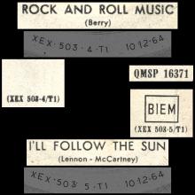 ITALY 1964 12 10 - QMSP 16371 - ROCK AND ROLL MUSIC ⁄ I'LL FOLLOW THE SUN - LABEL A - pic 1