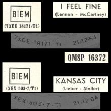 ITALY 1964 12 21 - QMSP 16372 - I FEEL FINE ⁄ KANSAS CITY - LABEL B - pic 1