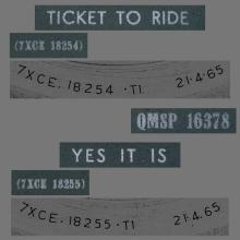 ITALY 1965 04 21 - QMSP 16378 - TICKET TO RIDE ⁄ YES IT IS - B - LABELS - pic 1