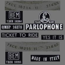 ITALY 1965 04 21 - QMSP 16378 - TICKET TO RIDE ⁄ YES IT IS - B - LABELS - pic 13