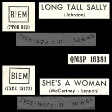 ITALY 1965 06 30 - QMSP 16381 - LONG TALL SALLY ⁄ SHE'S A WOMAN - LABEL A - pic 3