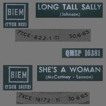 ITALY 1965 06 30 - QMSP 16381 - LONG TALL SALLY ⁄ SHE'S A WOMAN - B - LABELS - pic 1
