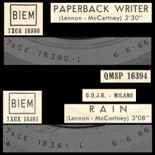 ITALY 1966 02 14 - QMSP 16394 - PAPERBACK WRITER ⁄ RAIN - LABEL A 1 - O.D.J.B. - MILANO - pic 3