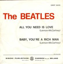 ITALY 1967 07 04 - QMSP 16406 - ALL YOU NEED IS LOVE ⁄BABY, YOU'RE A RICH MAN  - pic 2
