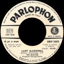 ITALY 1968 03 07 - QMSP 16423 - LADY MADONNA ⁄ THE INNER LIGHT - LABEL A - S.D.J.B. - MILANO - pic 1