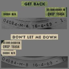 ITALY 1969 04 16 - 3C 006-04084 M ⁄ QMSP 16454 - GET BACK ⁄ DON'T LET ME DOWN - B - LABELS - pic 1