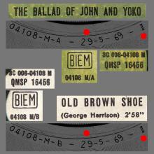 ITALY 1969 05 29 - QMSP 16456 ⁄ 3C 006-04108 M - THE BALLAD OF JOHN AND YOKO ⁄ OLD BROWN SHOE - B - LABELS - pic 2