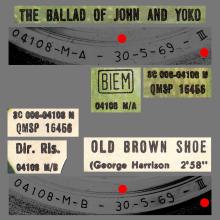 ITALY 1969 05 29 - QMSP 16456 ⁄ 3C 006-04108 M - THE BALLAD OF JOHN AND YOKO ⁄ OLD BROWN SHOE - B - LABELS - pic 1