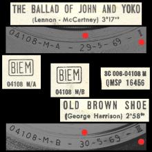ITALY 1969 05 29 - QMSP 16456 ⁄ 3C 006-04108 M - THE BALLAD OF JOHN AND YOKO ⁄ OLD BROWN SHOE - LABEL A - pic 3