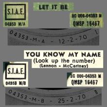 ITALY 1970 02 12 - QMSP 16467 ⁄ 3C 006-04353 M - LET IT BE ⁄ YOU KNOW MY NAME - B - LABELS - pic 1