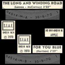 ITALY 1970 06 30 - 3C 006-04514 M - THE LONG AND WINDING ROAD ⁄ FOR YOU BLUE - LABEL A  - pic 3