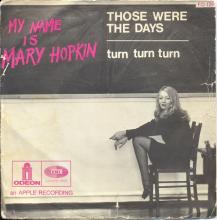 MARY HOPKIN - 1968 08 31 - THOSE WERE THE DAYS ⁄ TURN, TURN, TURN - FRANCE - APPLE 2 - ODEON - 1 - AN APPLE RECORDING - FO 129 - pic 1