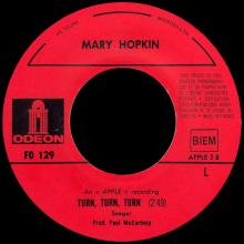 MARY HOPKIN - 1968 08 31 - THOSE WERE THE DAYS ⁄ TURN, TURN, TURN - FRANCE - APPLE 2 - ODEON - 1 - AN APPLE RECORDING - FO 129 - pic 5