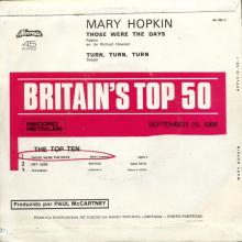 MARY HOPKIN - 1968 08 31 - THOSE WERE THE DAYS ⁄ TURN, TURN, TURN - PORTUGAL - 1 - APPLE - N-38-1 - pic 2