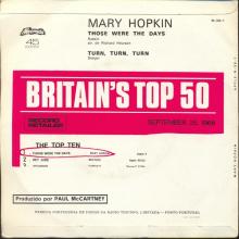 MARY HOPKIN - 1968 08 31 - THOSE WERE THE DAYS ⁄ TURN, TURN, TURN - PORTUGAL - 2 - APPLE - N-38-1 - pic 2