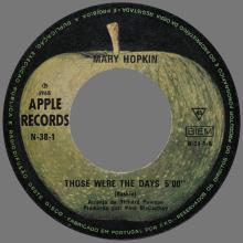 MARY HOPKIN - 1968 08 31 - THOSE WERE THE DAYS ⁄ TURN, TURN, TURN - PORTUGAL - 2 - APPLE - N-38-1 - pic 1