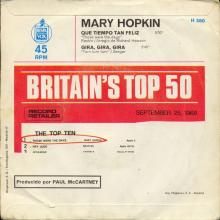 MARY HOPKIN - 1968 08 31 - THOSE WERE THE DAYS ⁄ TURN, TURN, TURN - SPAIN - APPLE - H-380 - pic 2