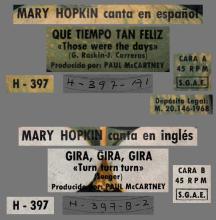 MARY HOPKIN - 1968 08 31 - THOSE WERE THE DAYS ⁄ TURN, TURN, TURN - SPAIN - APPLE - H-380 - pic 4