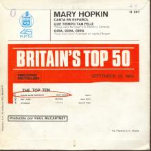 MARY HOPKIN - 1968 08 31 - THOSE WERE THE DAYS ⁄ TURN, TURN, TURN - SPAIN - APPLE - H-397 - pic 2