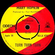 MARY HOPKIN - 1968 08 31 - THOSE WERE THE DAYS ⁄ TURN, TURN, TURN - TURKEY - APPLE 2 - 45-LA 4297 - pic 5