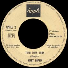 MARY HOPKIN - 1968 09 16 - THOSE WERE THE DAYS ⁄ TURN, TURN, TURN - ITALY - APPLE 2 - QUELLI ERANO GIORNI - JUKE-BOX - pic 1