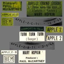 MARY HOPKIN - 1968 09 16 - THOSE WERE THE DAYS ⁄ TURN, TURN, TURN - ITALY - APPLE 2 - QUELLI ERANO GIORNI - pic 1