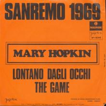MARY HOPKIN - 1969 01 17 - LONTANO DAGLI OCCHI ⁄ THE GAME - APPLE 7 - SP-8248 - YUGOSLAVIA  - pic 2