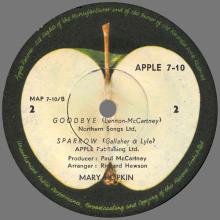 MARY HOPKIN - 1969 01 17 - LONTANO DAGLI OCCHI ⁄ THE GAME - GOODBYE ⁄ SPARROW - APPLE 10 -  ISRAEL - APPLE 7-10 - EP - pic 5