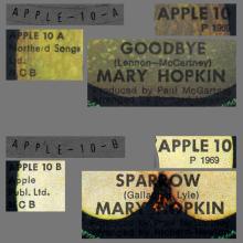 MARY HOPKIN - 1969 03 28 - GOODBYE ⁄ SPARROW - APPLE 10 - FINLAND - pic 3