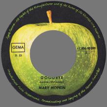 MARY HOPKIN - 1969 03 28 - GOODBYE ⁄ SPARROW - APPLE 10 - GERMANY - 1C 006-90099 - pic 3