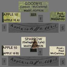 MARY HOPKIN - 1969 03 28 - GOODBYE ⁄ SPARROW - APPLE 10 - HOLLAND - pic 1