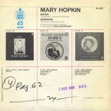 MARY HOPKIN - 1969 03 28 - GOODBYE ⁄ SPARROW - APPLE 10 - SPAIN - H-452 - ADIOS ⁄ GORRION  - pic 1