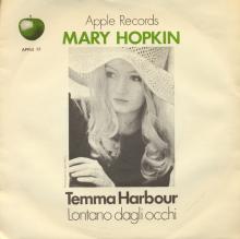 MARY HOPKIN - 1970 01 16 - TEMMA HARBOUR ⁄ LONTANO DAGLI OCCHI - APPLE 22 - DENMARK - pic 1
