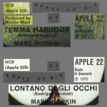 MARY HOPKIN - 1970 01 16 - TEMMA HARBOUR ⁄ LONTANO DAGLI OCCHI - APPLE 22 - DENMARK - pic 4