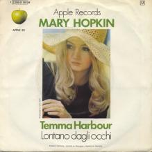 MARY HOPKIN - 1970 01 16 - TEMMA HARBOUR ⁄ LONTANO DAGLI OCCHI - APPLE 22 - GERMANY - 1C 006-91098 M - pic 2