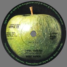 MARY HOPKIN - 1970 01 16 - TEMMA HARBOUR ⁄ LONTANO DAGLI OCCHI - APPLE 22 - UK  - pic 1
