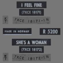 NO 1964 11 00 - I FEEL FINE ⁄ SHE'S A WOMAN - R 5200 - 2 - ORANGE - SS 350 - BABY LOVE - pic 1