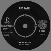 NO 1969 04 00 - GET BACK ⁄ DON'T LET ME DOWN - R 5777 -1 - LABEL 5 - SWEDISH SLEEVE - pic 1