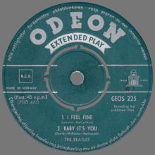 NORWAY EP 1964 11 00 - I FEEL FINE - GEOS 225 - LABEL GREEN ARCHED ODEON - pic 3