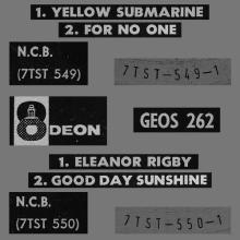 NORWAY EP 1967 02  00 - YELLOW SUBMARINE - GEOS 262 - LABEL NEW STYLE BLACK ODEON - pic 1