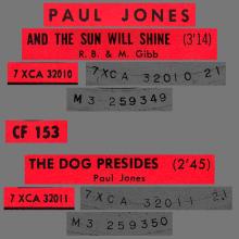 PAUL JONES - AND THE SUN WILL SHINE ⁄ THE DOG PRESIDES - FRANCE - L CF 153 - 1968 03 08 - pic 4