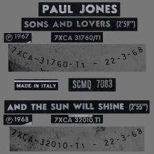 PAUL JONES - SONS AND LOVERS / AND THE SUN WILL SHINE - ITALY - SCMQ 7083 - 1968 03 08 - pic 4
