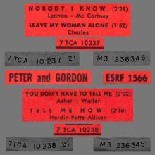 PETER AND GORDON - NOBODY I KNOW - ESRF 1566 - FRANCE - EP - pic 1